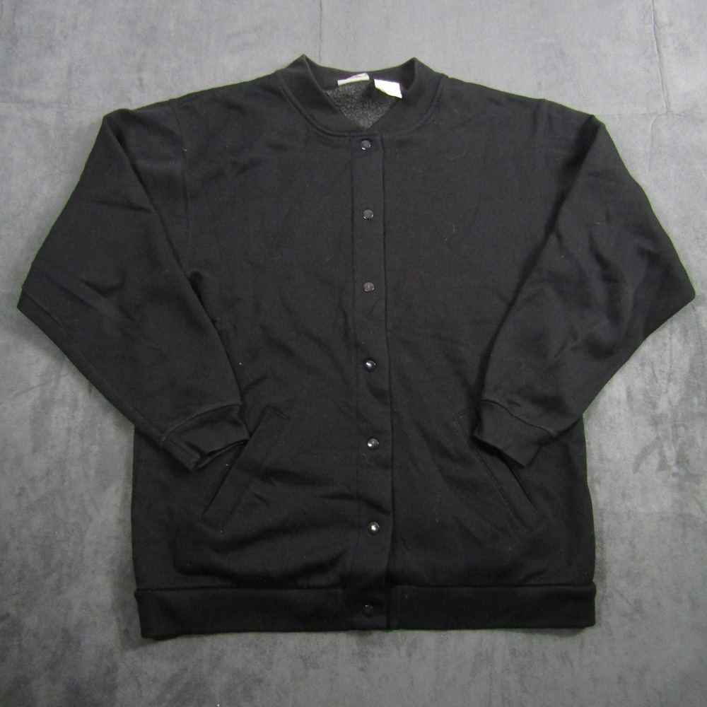 Blair Cardigan Sweatshirt Women Medium Black Snap Front Fleece Lined Jacket